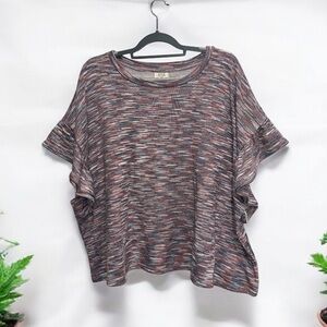 A.n.a Women’s Heathered Flutter Sleeve Plus Size Top Terry Blouse Size 3X New